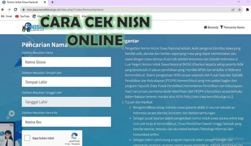 Cek NISN Siswa Online